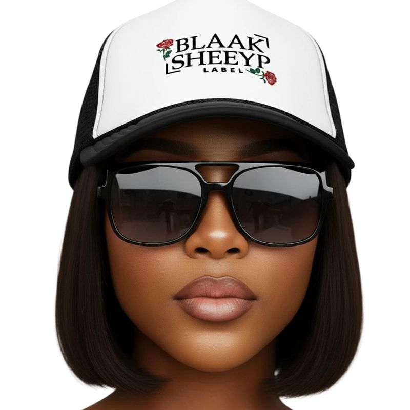 AWASSI Foam Trucker Hat | BLAAK SHEEYP LABEL (WHITE) EMBROIDERY
