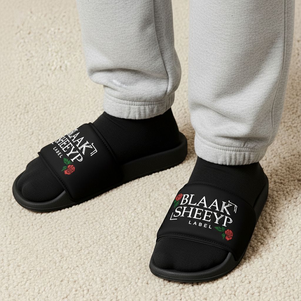 AWASSI Premium Men’s Slides | BLAAK SHEEYP LABEL (BLACK)