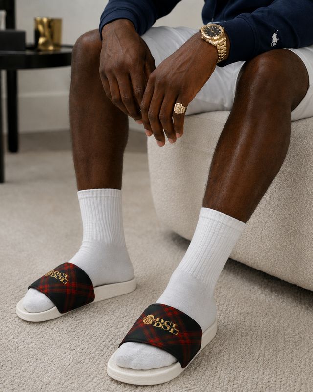 ROMNEY Premium Men’s Slides | BLAAK SHEEYP LABEL  (WHITE)