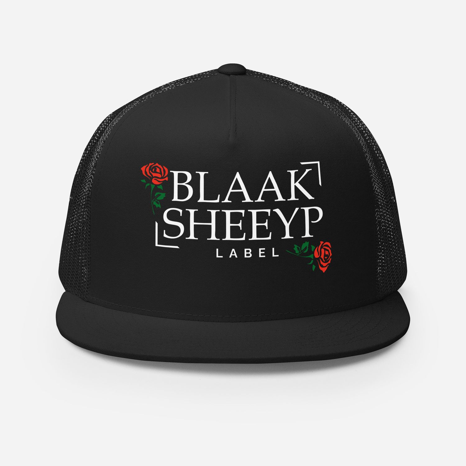 AWASSI 5 Panel Trucker Cap | BLAAK SHEEYP LABEL  (BLACK)