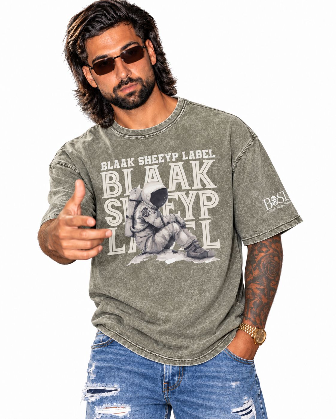 Targhee Premium Denim T-Shirt | BLAAK SHEEYP LABEL (GREEN)