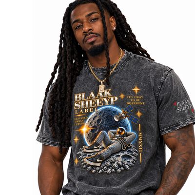 NAVAJO-CHURRO Premium Denim T-Shirt | BLAAK SHEEYP LABEL (BLACK)