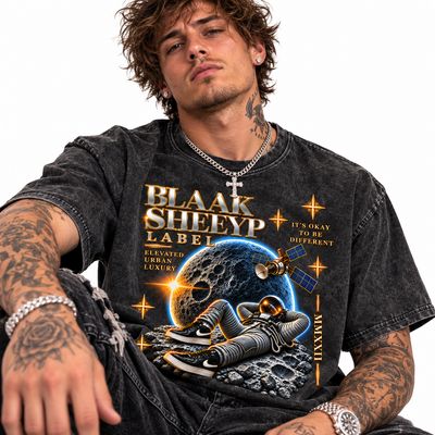 NAVAJO-CHURRO Premium Denim T-Shirt | BLAAK SHEEYP LABEL (BLACK)