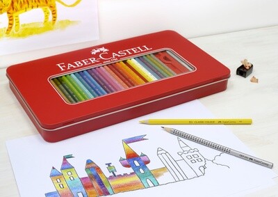 Lapiz Faber Castell Hexagonal, 48 colores, Caja de Metal