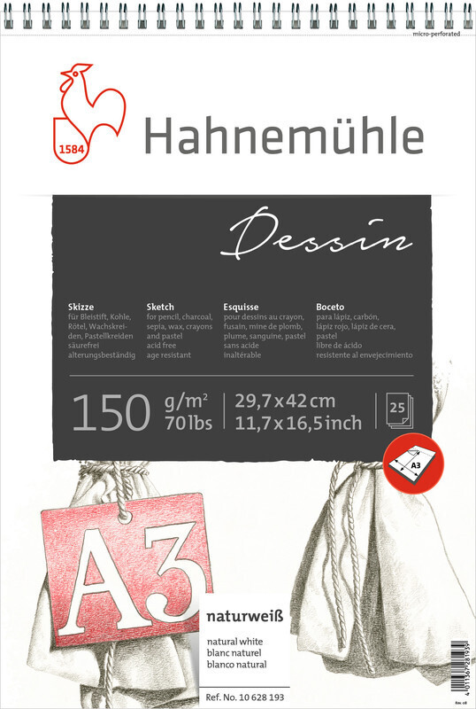 Block Hahnemühle Dessin Sketch Pad Espiral 150g A3 25 Hojas