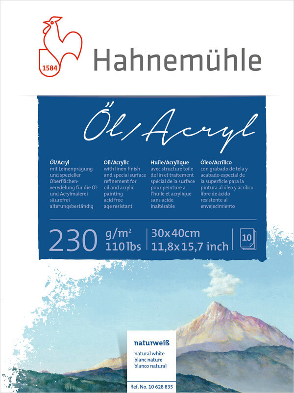 Block Hahnemühle Oil/Acrylic Canvas 230g 10 Hojas 30 x 40cm