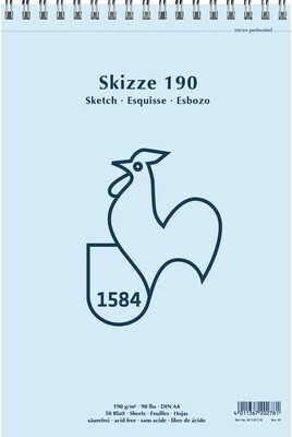 Block Hahnemühle Skizze 190gr. con espiral, tamaño A4, 50 hojas