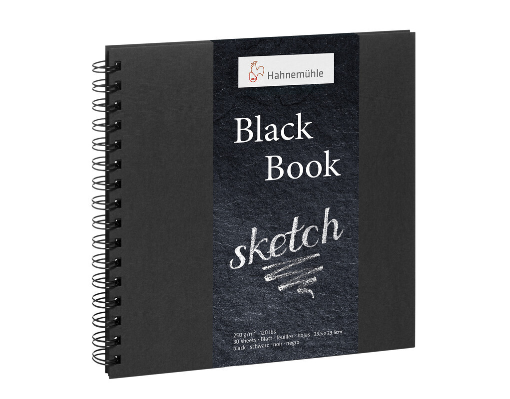 Cuaderno Hahnemühle Black Book, tamaño 23.5 x 23.5cm, 250 gr.  30 Hojas