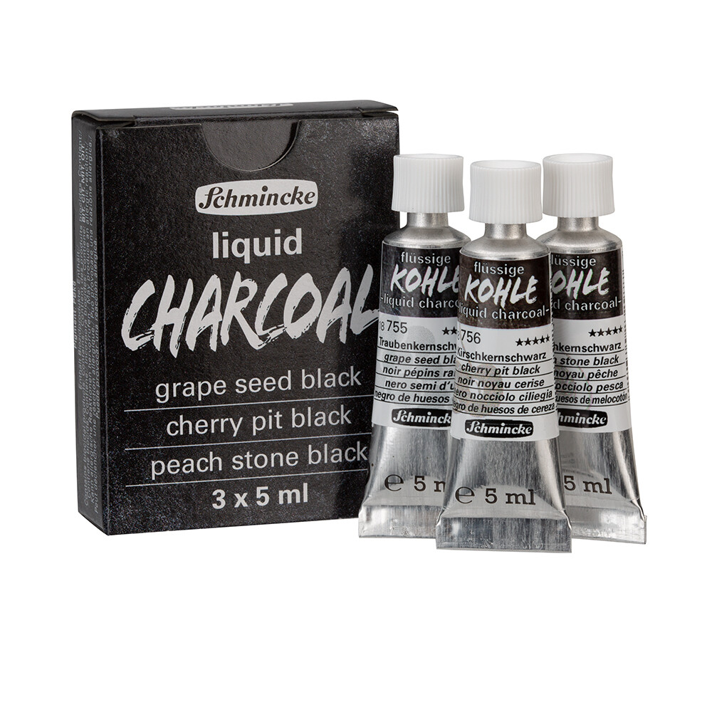 Pigmento Schmincke Liquid Charcoal 5ml, 3 tonos