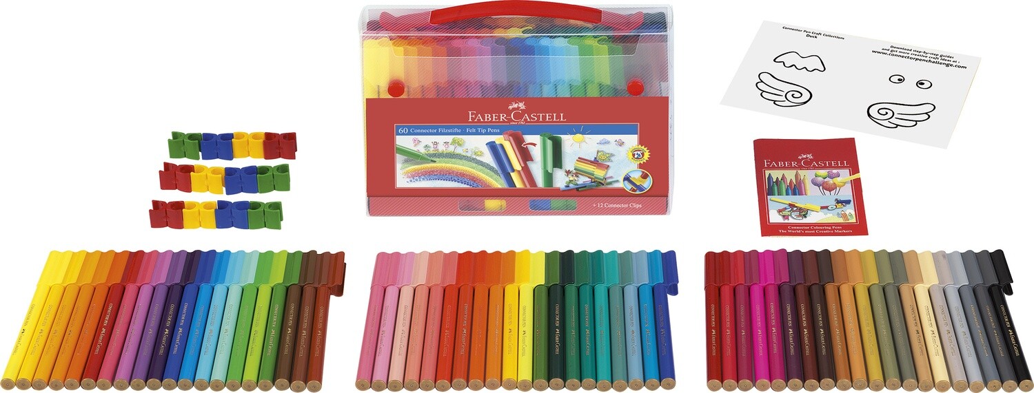 Marcador Faber Castell Connector Pen Maletin 60 Colores