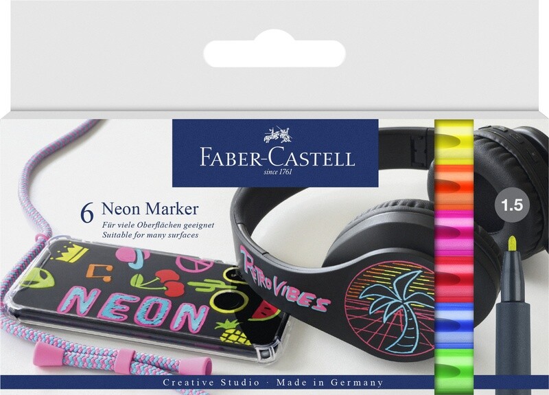 Marcadores Faber-Castell Creative Studio 6 Colores Neón