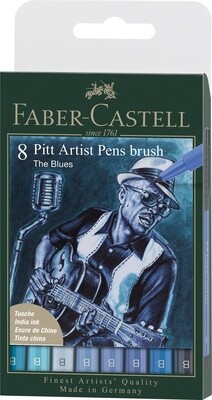 Marcador Faber Castell Pitt Artist Ink Pen 8 Colores The Blues