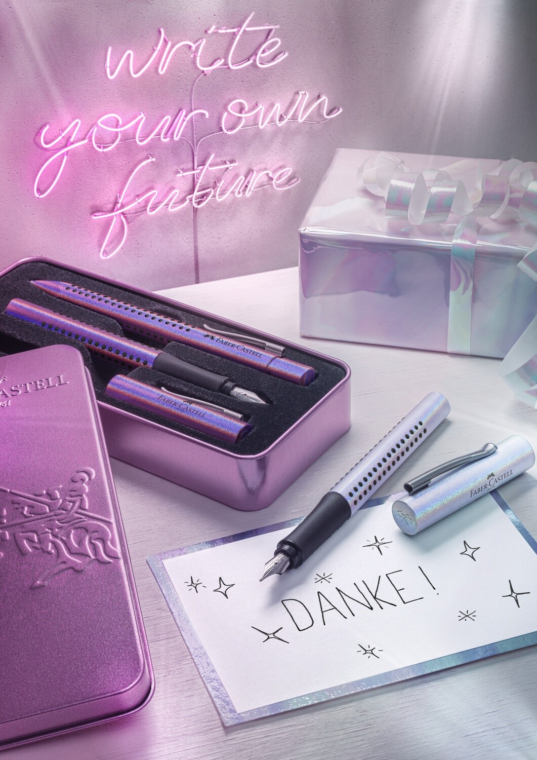 Pluma Fuente Faber-Castell Grip Set Edition Glam Violet BP + FP