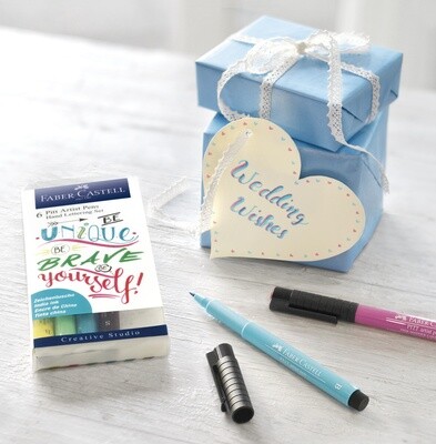Marcador Faber-Castell Pitt Artist Pen Lettering 6 Colores Pastel