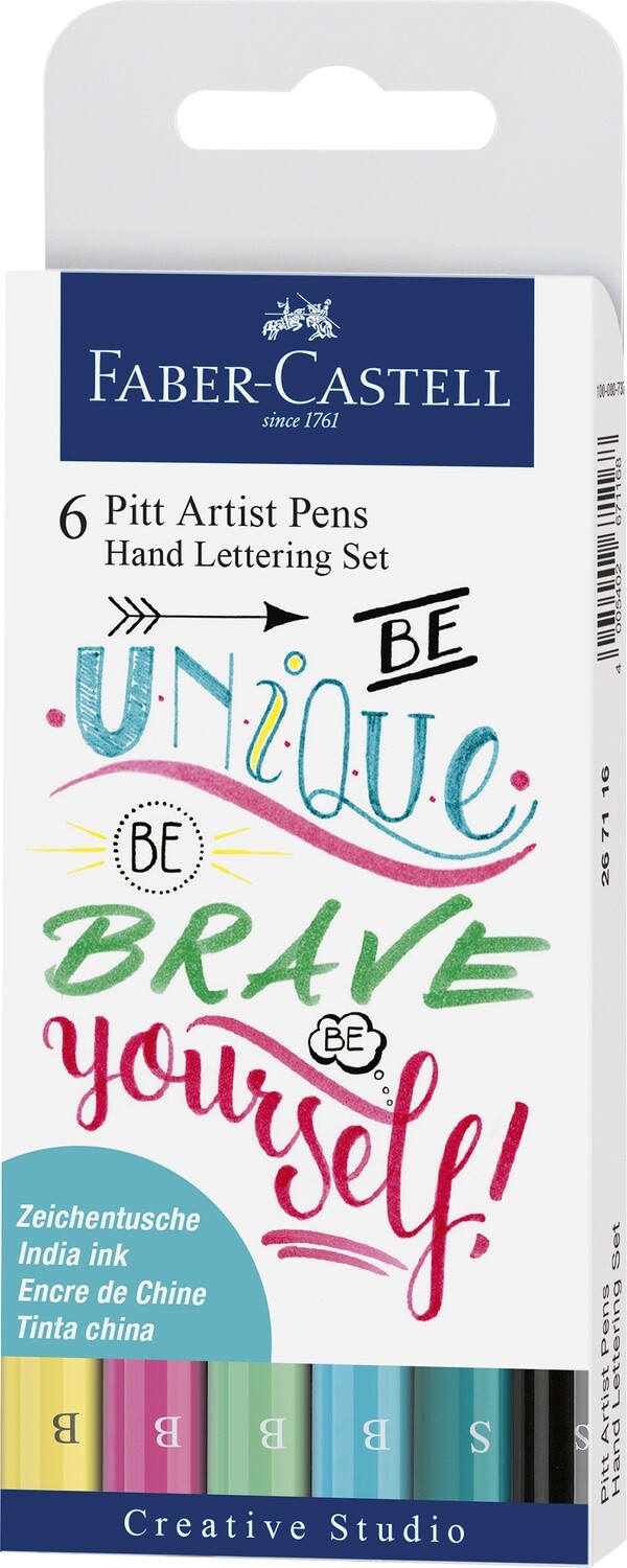 Marcador Faber-Castell Pitt Artist Pen Lettering 6 Colores Pastel