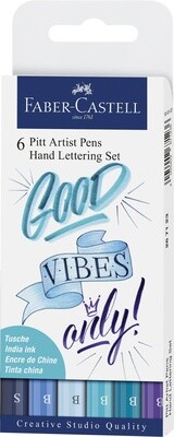 Marcador Faber-Castell Pitt Artist Pen Lettering 6 Colores Azules