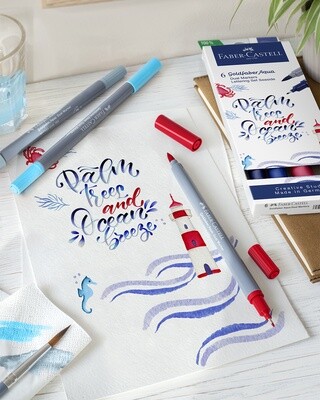 Marcador Faber-Castell Goldfaber Aqua Dual 6 Colores Sea
