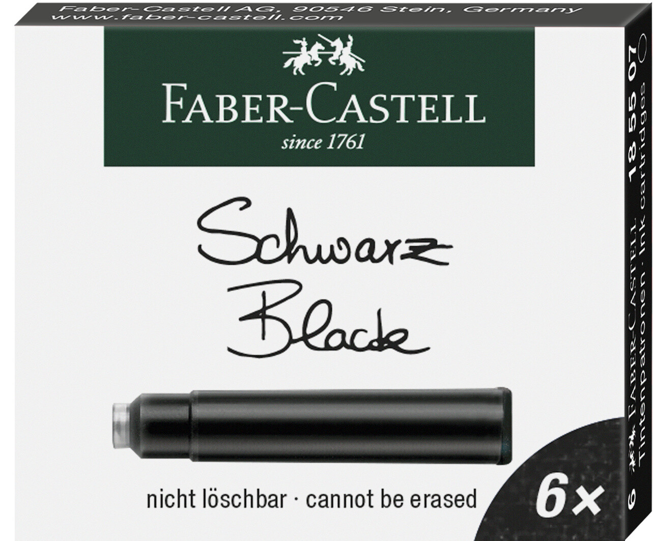 Tinta Faber-Castell Cartucho 6 Piezas Negro Permanente