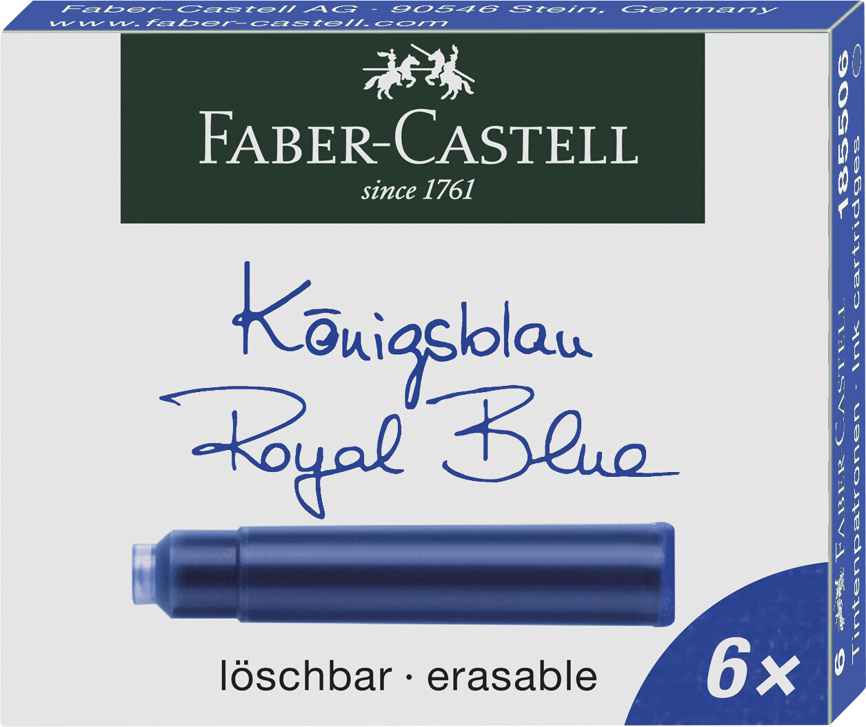 Tinta Faber-Castell Cartucho 6 Piezas Azul Real