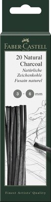 Carboncillo Natural Faber-Castell 3-6mm 20 Piezas