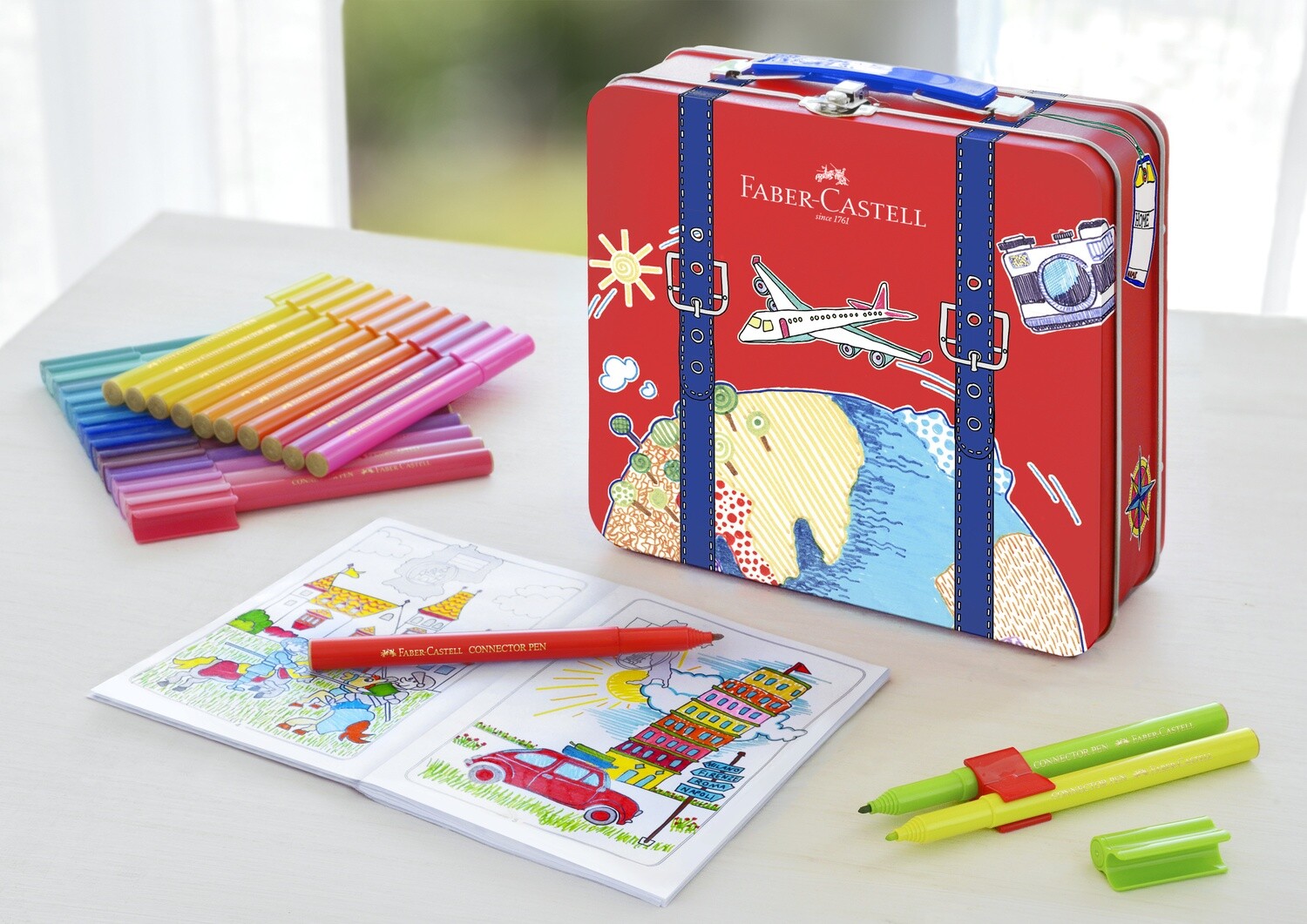 Marcador Faber Castell Connector Pen Suitcase 40 Colores