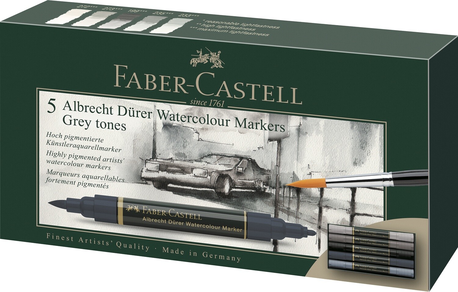 Marcador Faber Castell Albrecht Durer Watercolour 5 Tonos Grey tones