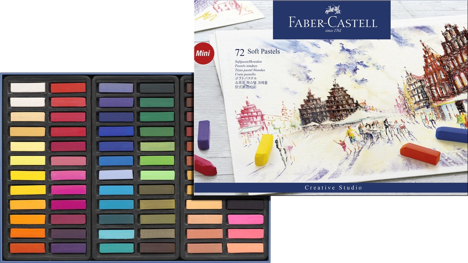Crayón Pastel Seco Faber Castell corto, 72 colores