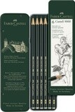 Grafito Faber-Castell 9000, Caja de Metal de 6 grados HB a 8B