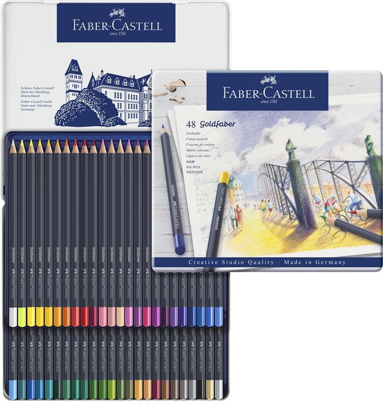 Lápiz Faber-Castell Goldfaber Permanente 48 Colores Caja de Metal