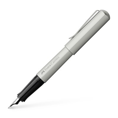 Pluma Fuente Faber Castell Hexo Plata Mate Punto Mediano