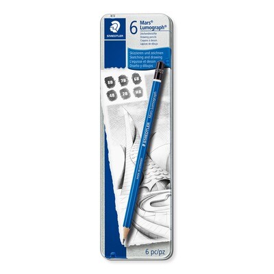Lapiz Staedtler Mars Lumograph 6 grados, caja metálica