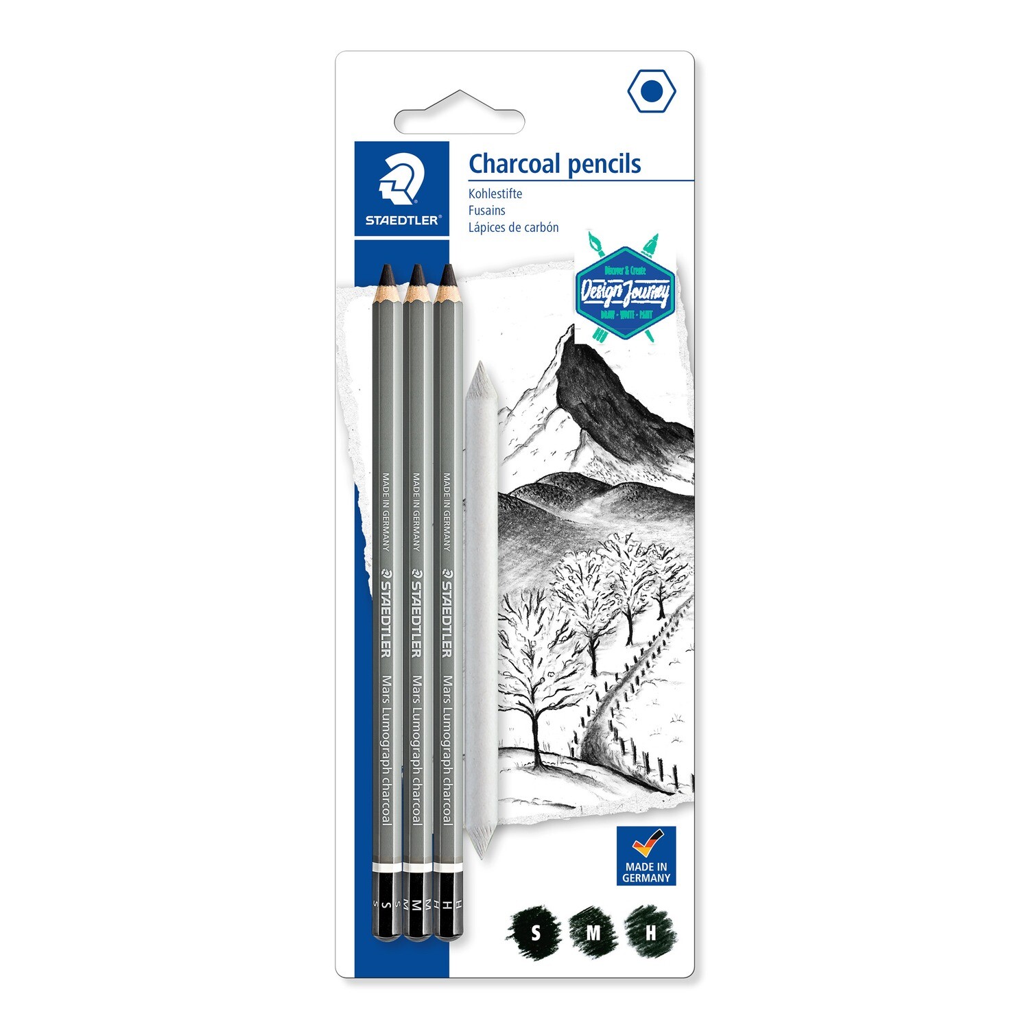 Lapiz de carbon Staedtler Mars Lumograph Charcoal + Difuminador