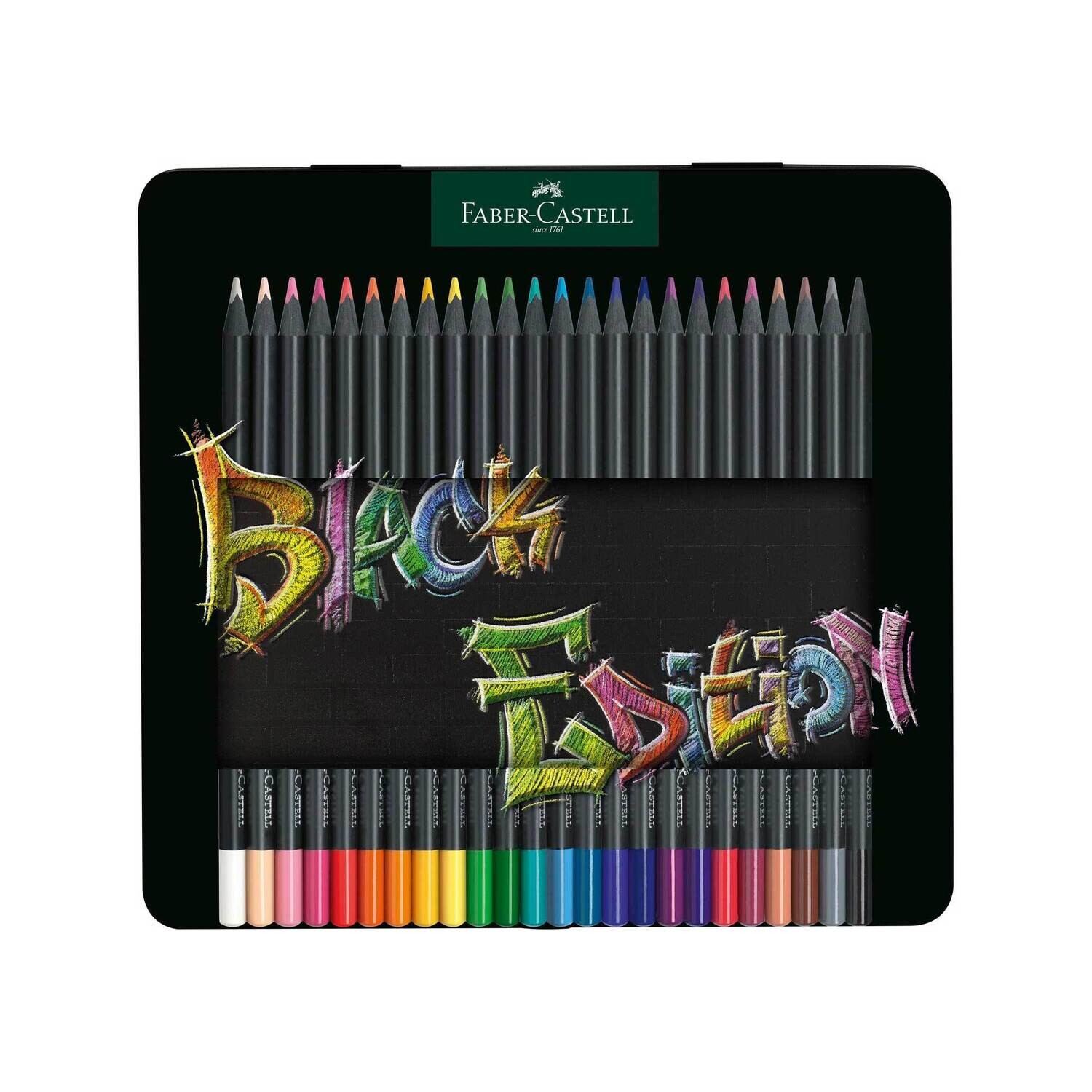 Lapiz Faber Castell Black Edition 24 colores, Caja de Metal
