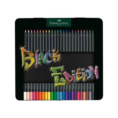Lapiz Faber Castell Black Edition 24 colores, Caja de Metal
