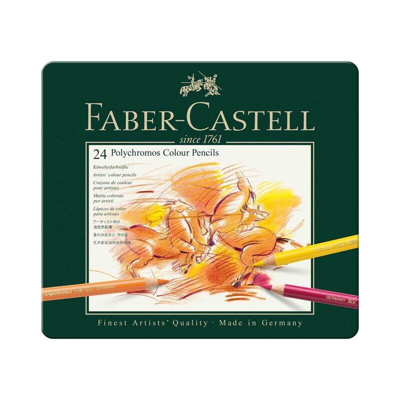 Lápiz Faber-Castell Polychromos 24 Colores Caja de Metal