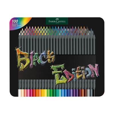 Lapiz Faber Castell Black Edition 100 colores, Caja de Metal