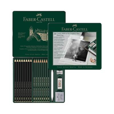 Lapiz Faber Castell Pitt Graphite Matt + Castell 9000, 20 pcs