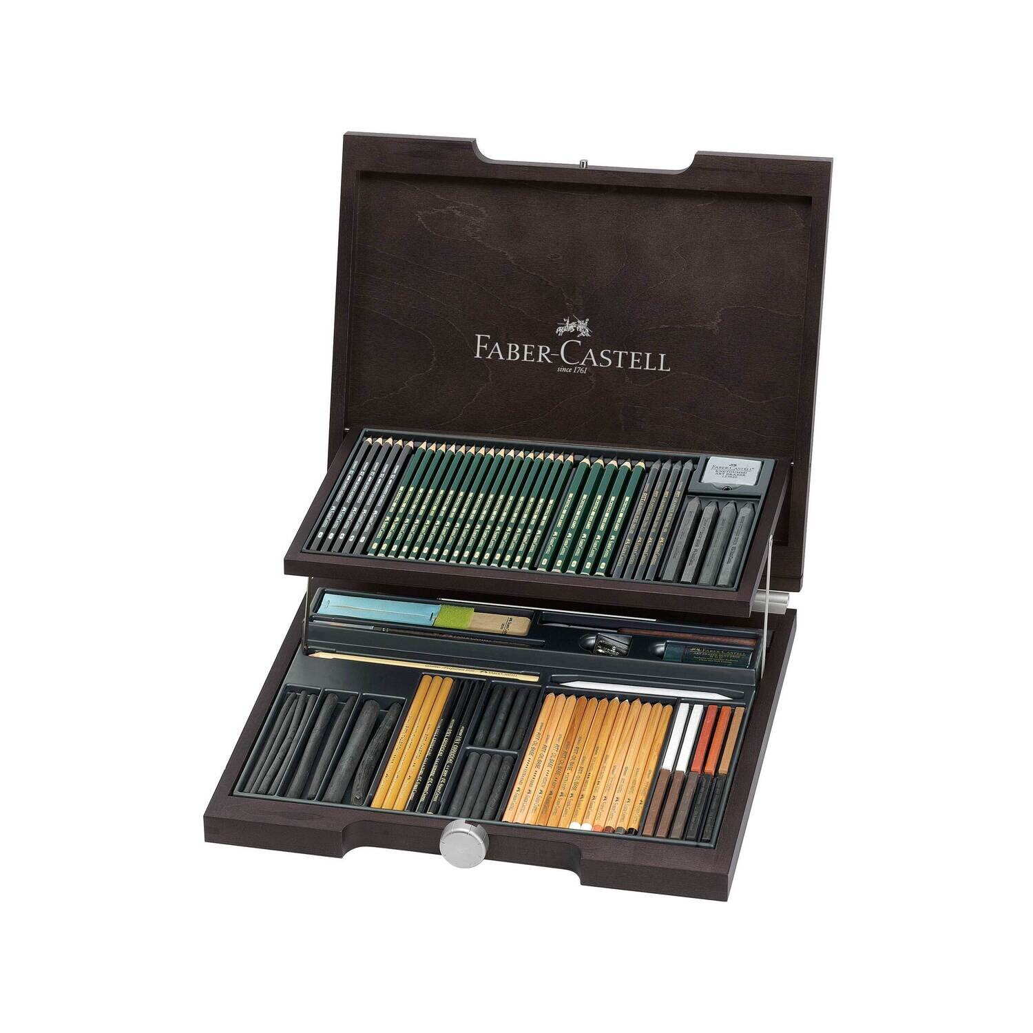 Crayón Pitt Monochrome Faber-Castell 86 Piezas Caja de Madera