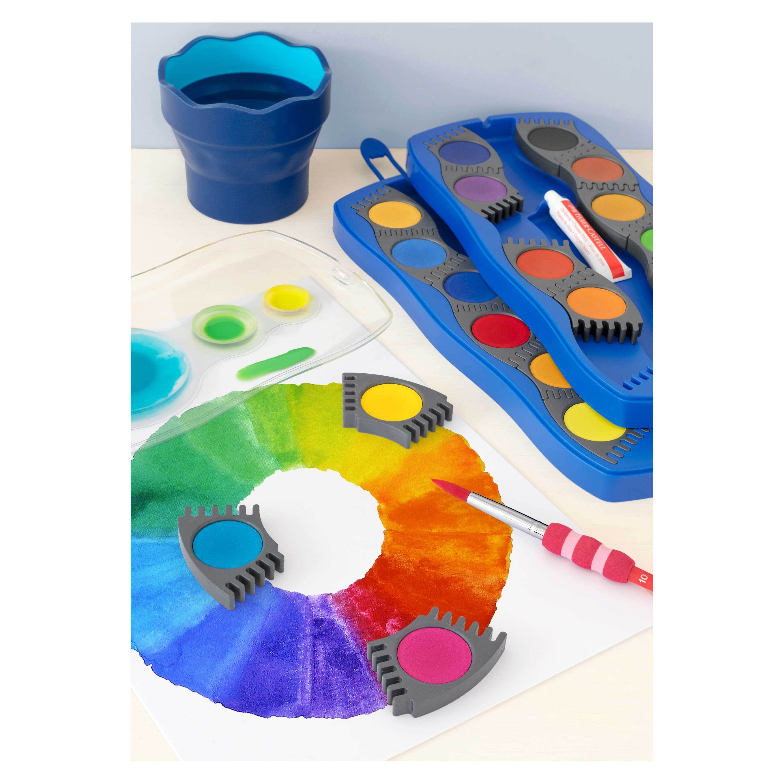 Faber-Castell Juego de pintura de acuarela Connector para niños, 12 colores  de pintura de acuarela, acuarelas para niños de 6 a 8 años en adelante
