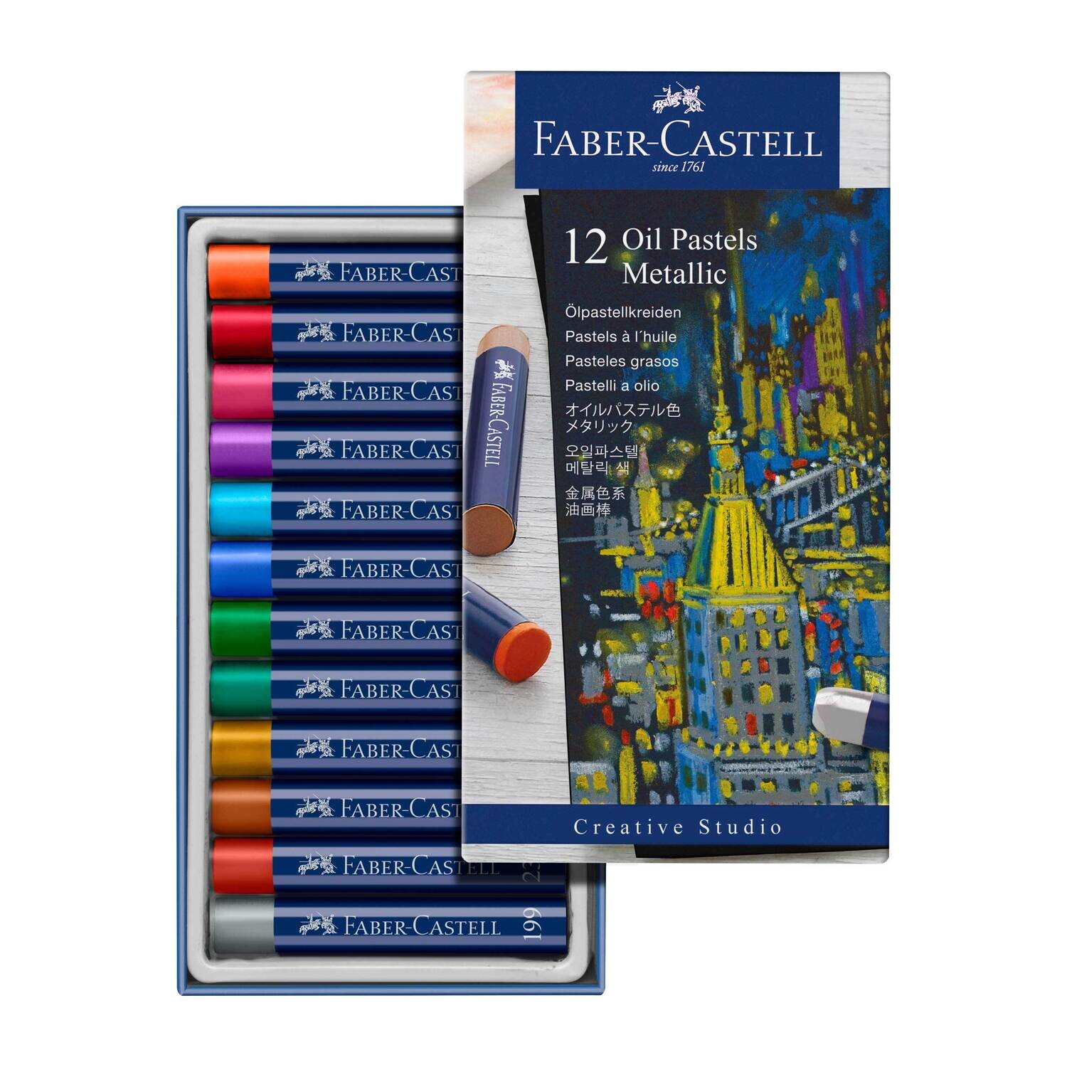 Crayon Pastel Oleo Faber Castell Metallic,  12 colores