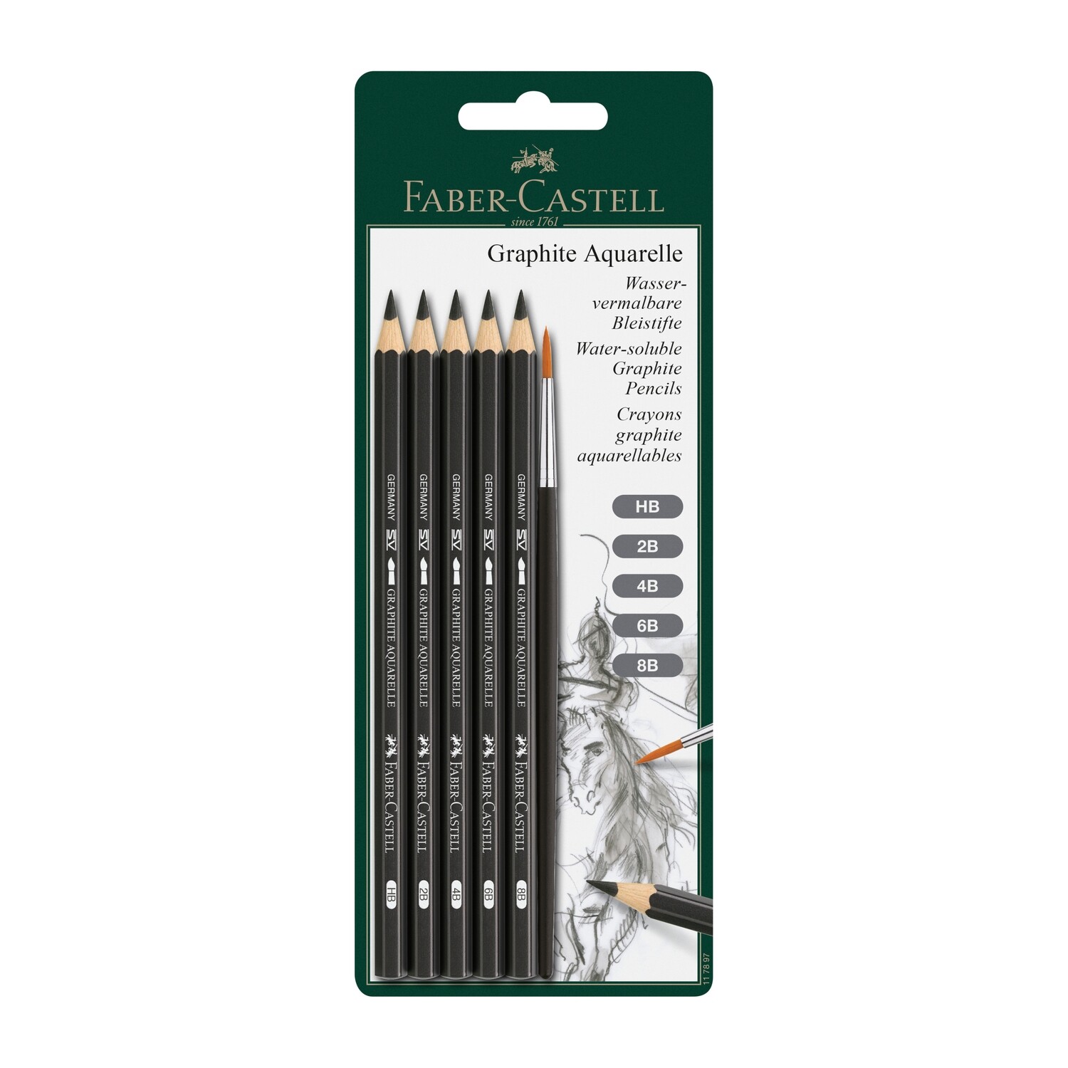 Lapiz Grafito Acuarelable Faber Castell Graphite Aquarelle 6 pz