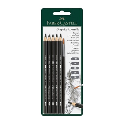 Lapiz Grafito Acuarelable Faber Castell Graphite Aquarelle 6 pz