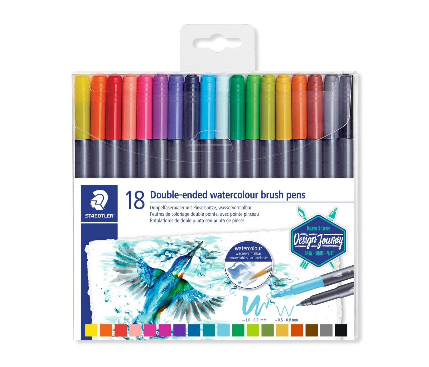 Marcador Staedtler acuarelable doble punta, 18 colores