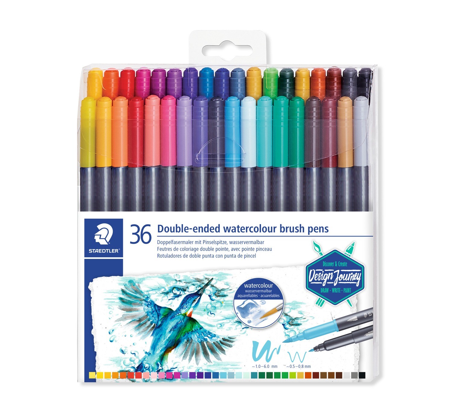 Marcador Staedtler acuarelable doble punta, 36 colores