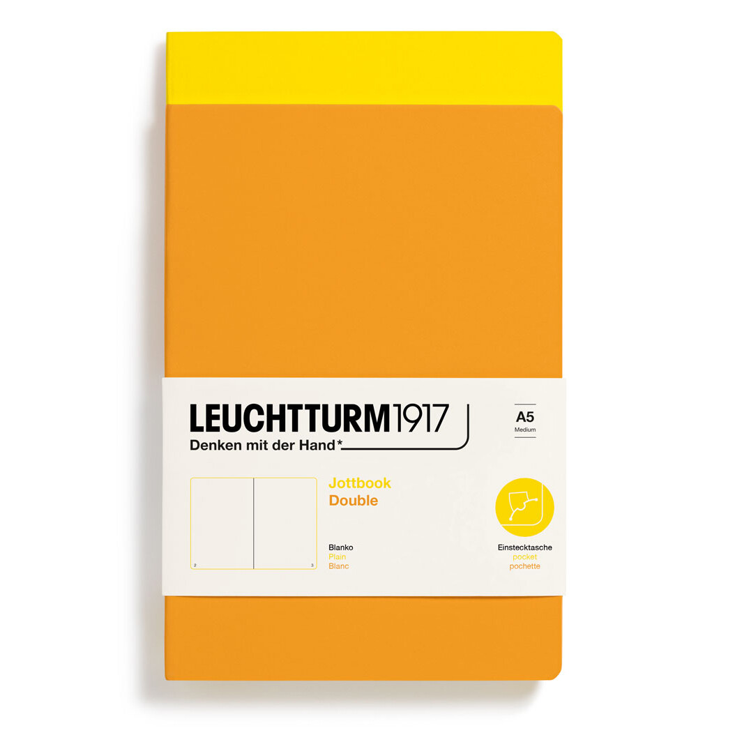 Cuaderno Leuchtturm1917 Jottbook Double A5, Lemon + Rising Sun, Plain