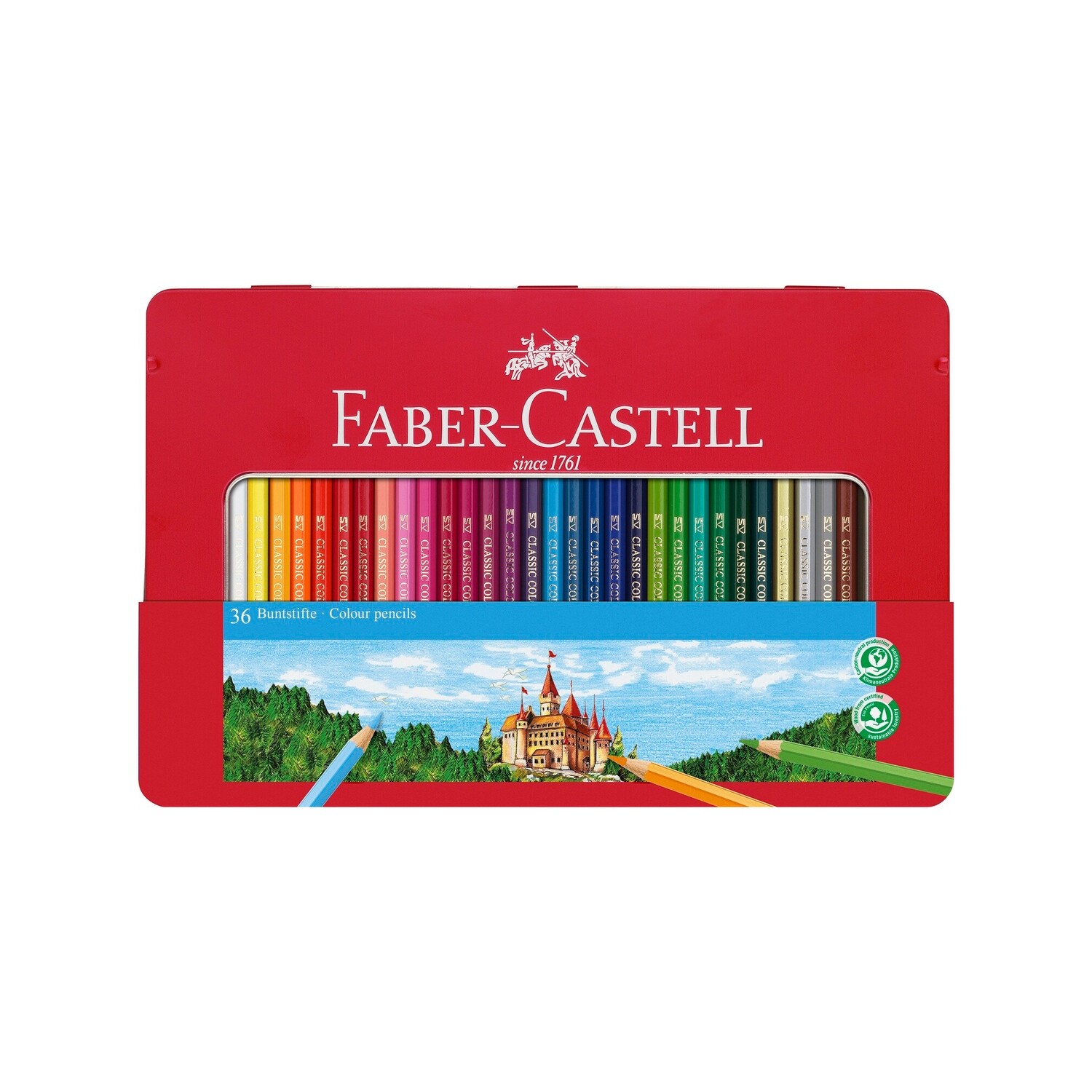 Lapiz Faber Castell Hexagonal, 36 colores, Caja de Metal