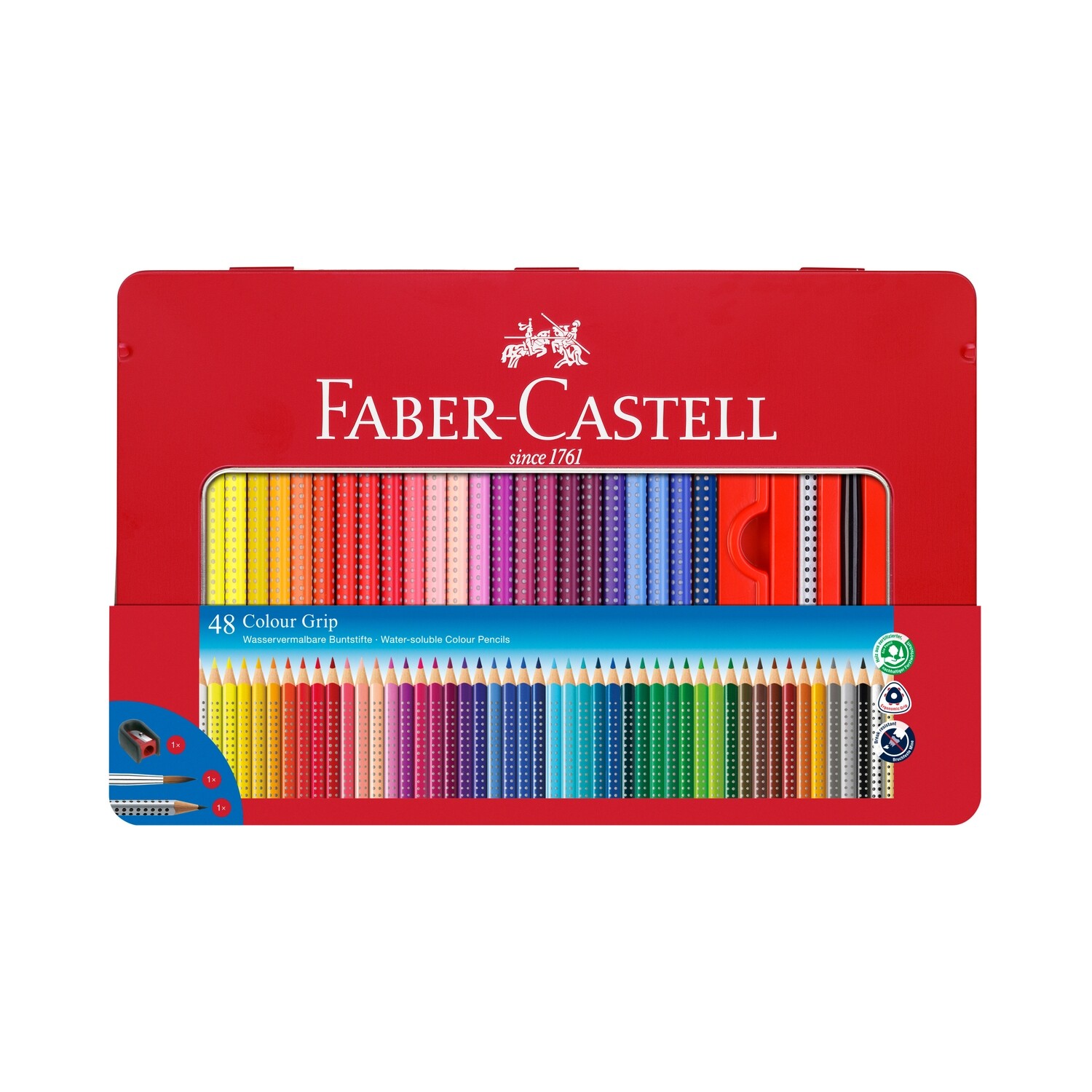 Lapiz Faber-Castell Color Grip 2001, 48 colores, caja de metal
