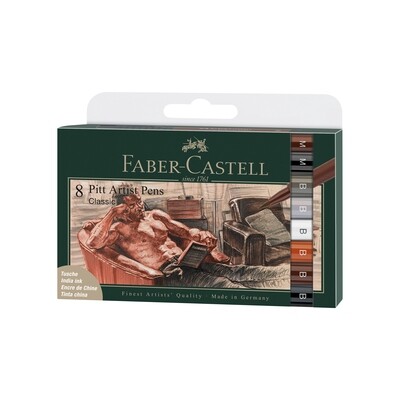 Marcador Faber Castell Pitt Artist Ink Pen Classic, 8 piezas