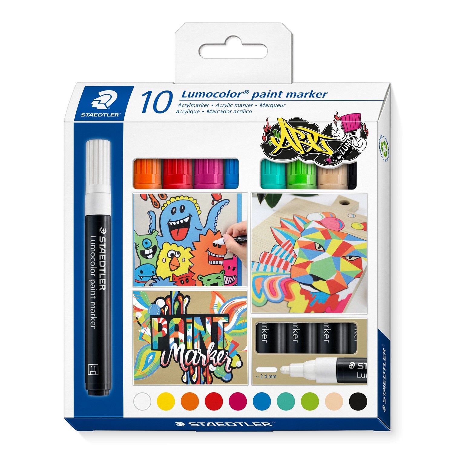 Marcador acrilico Staedtler Lumocolor Paint Marker, 10 colores