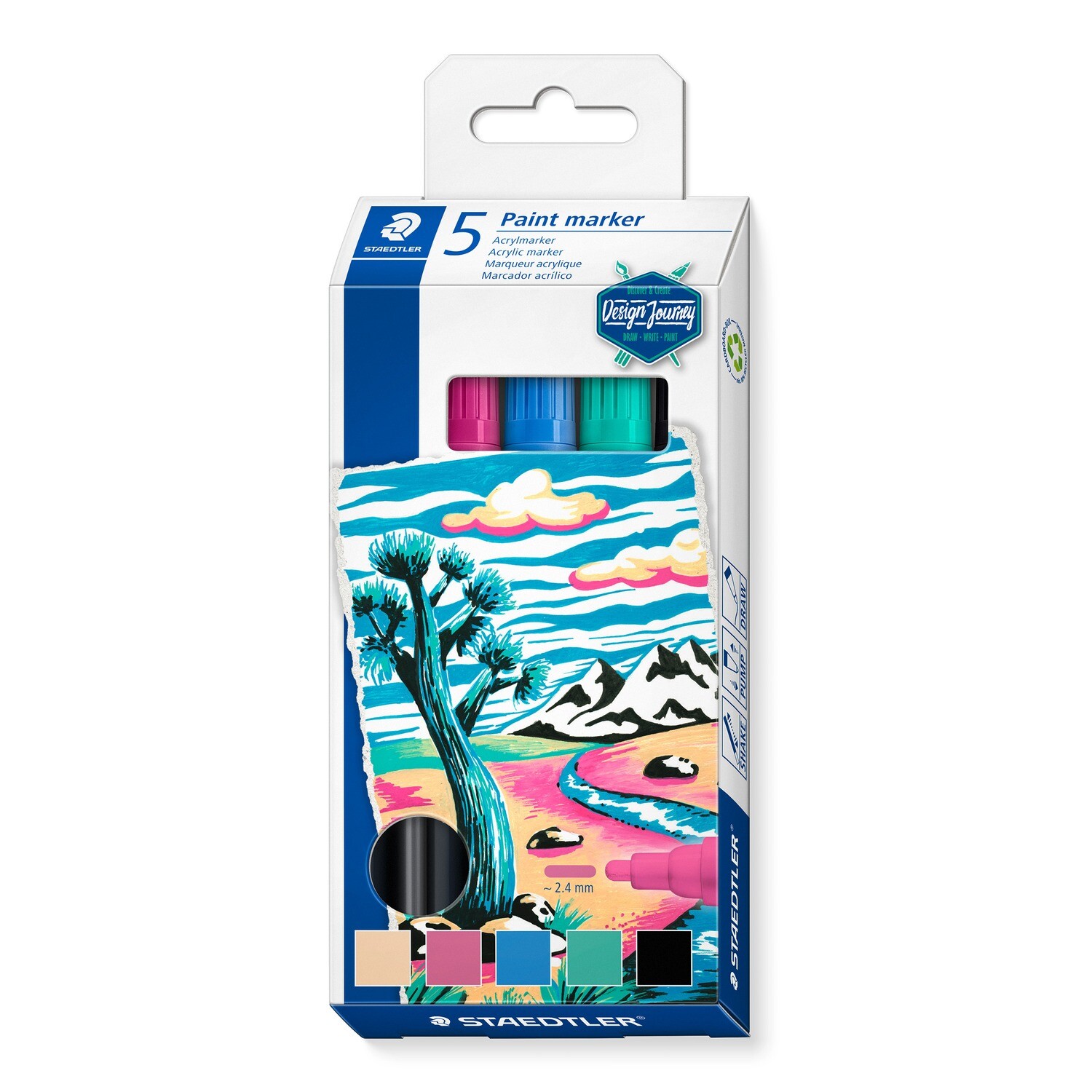 Marcador acrilico Staedtler Lumocolor Paint Marker, 5 colores